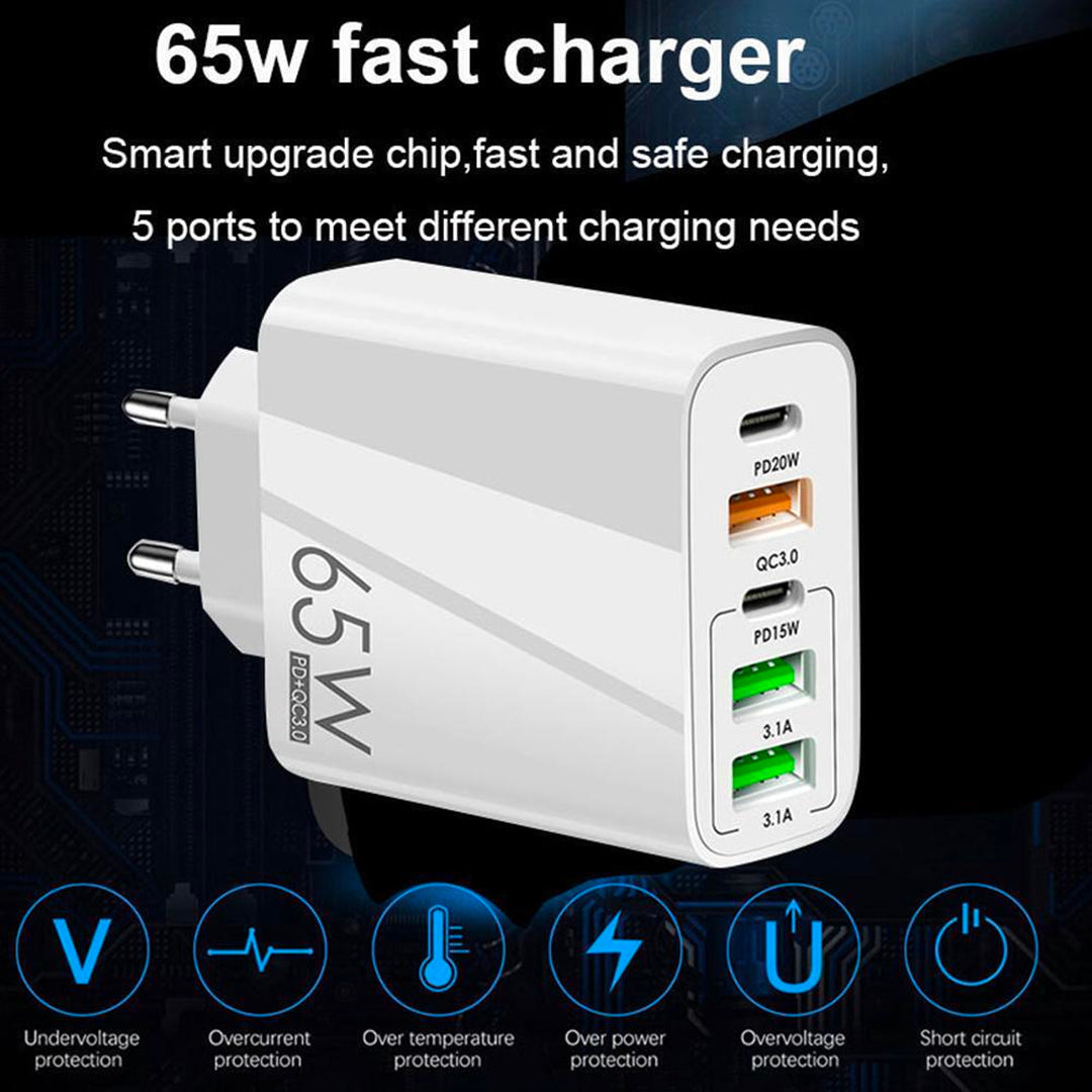 65W Adapter za brzo punjenje s više priključaka