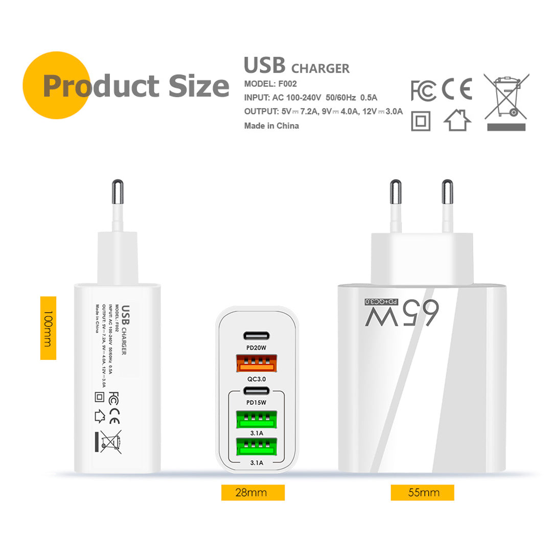 65W Adapter za brzo punjenje s više priključaka